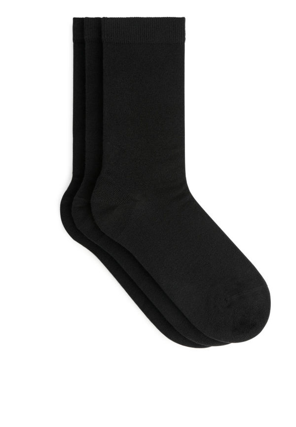 Cotton Plain Socks - Black