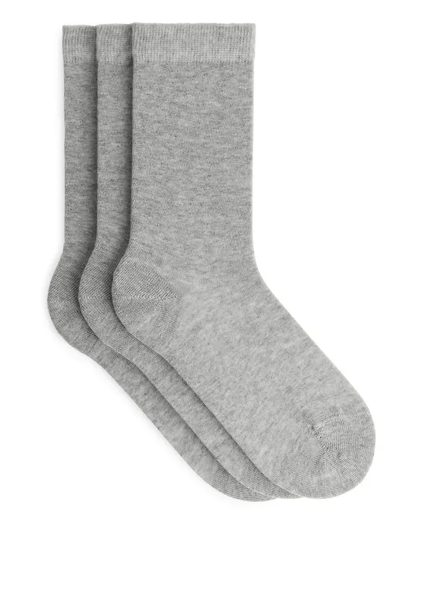 Cotton Plain Socks - Grey