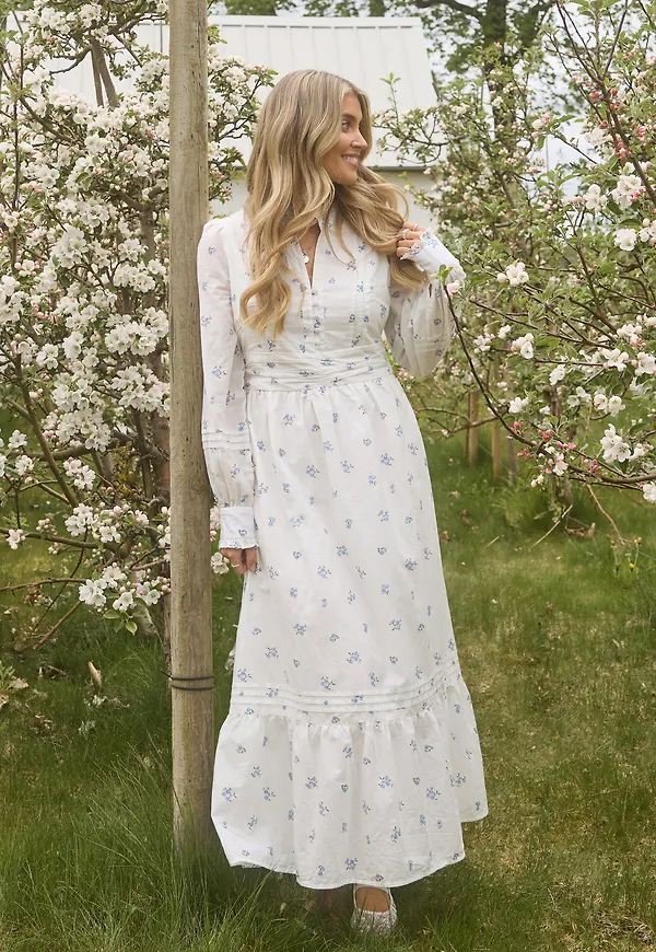 Cotton Pleated Maxi Dress
