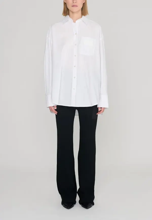 Cotton Poplin Pleated Back Shirt White