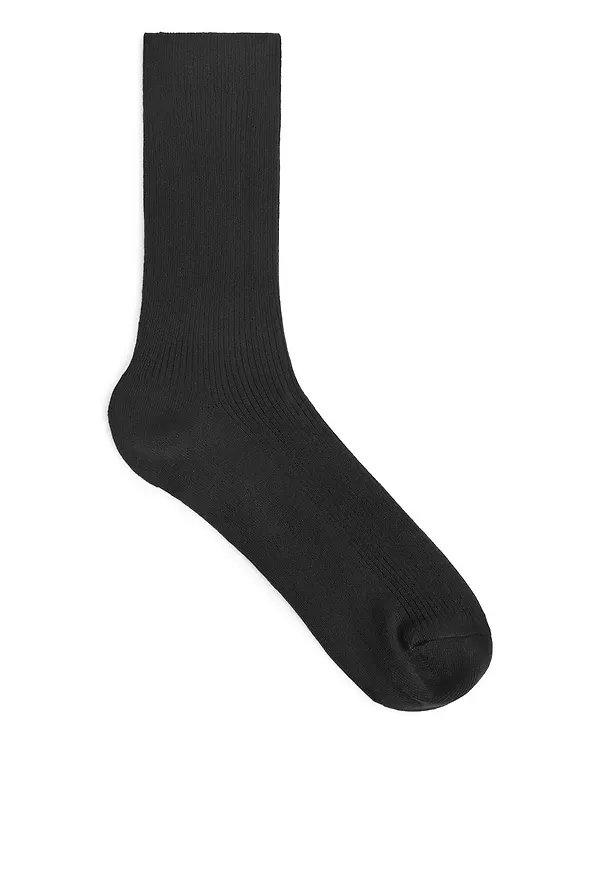 Cotton Rib Socks - Black