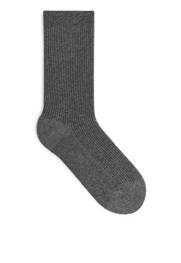 Cotton Rib Socks - Grey