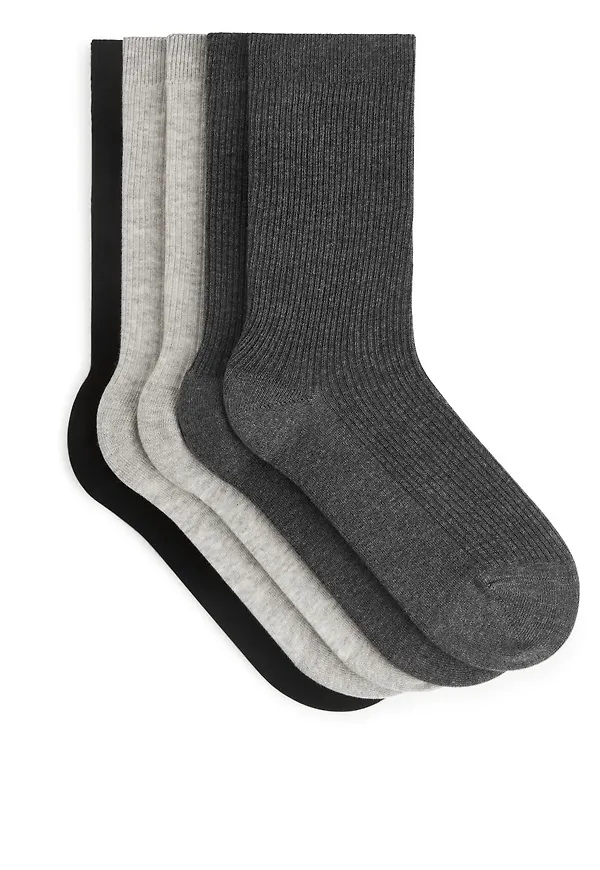 Cotton Rib Socks - Grey