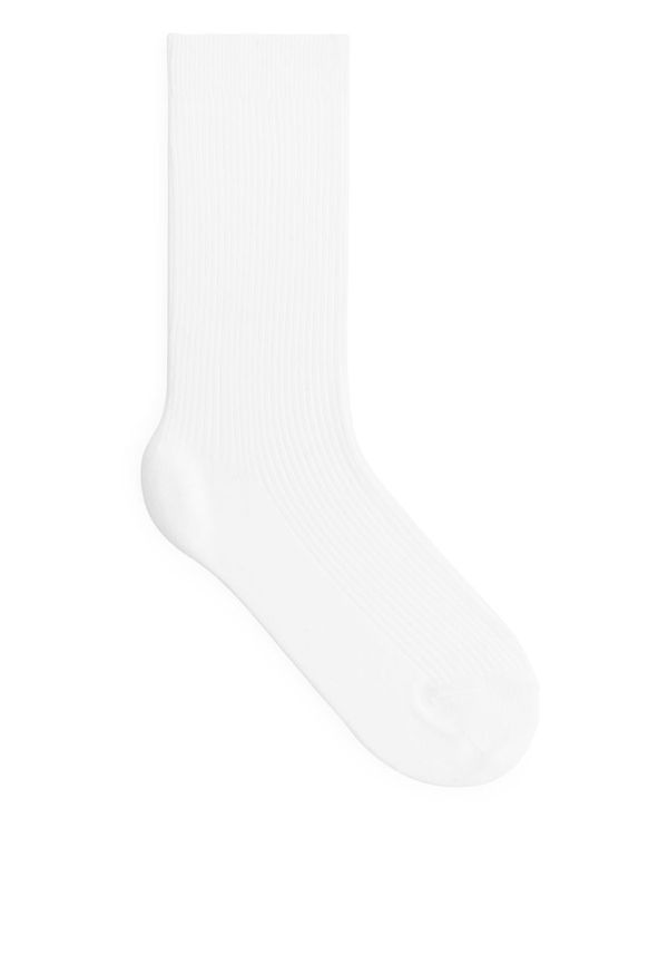 Cotton Rib Socks - White