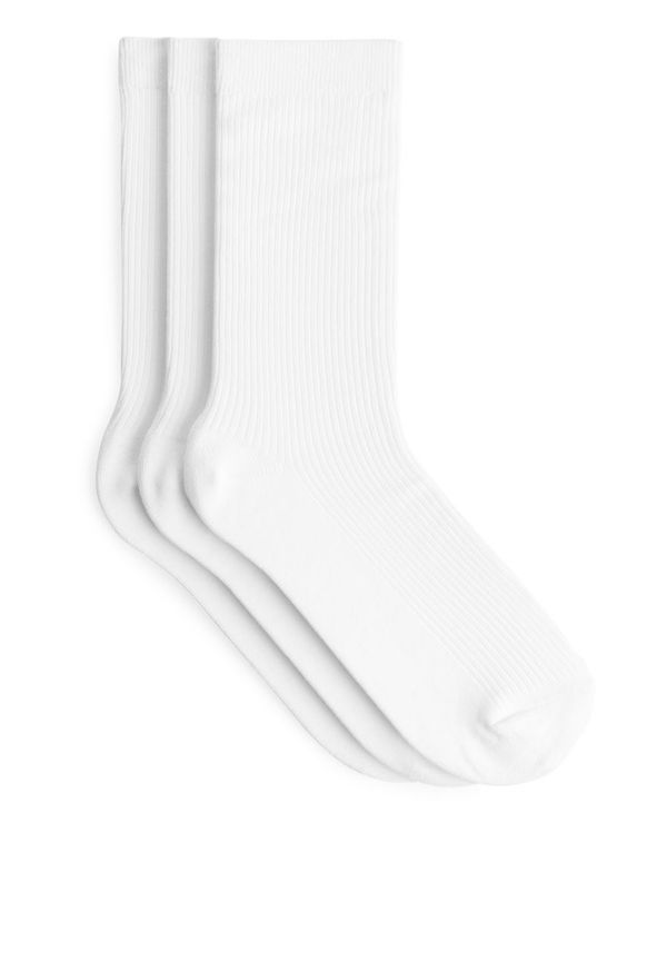 Cotton Rib Socks - White