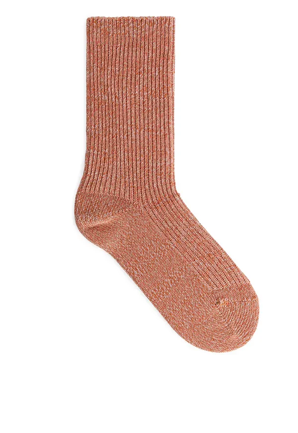 Cotton Rib Socks - Orange