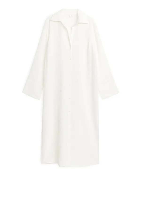 Cotton Shirt Dress - White