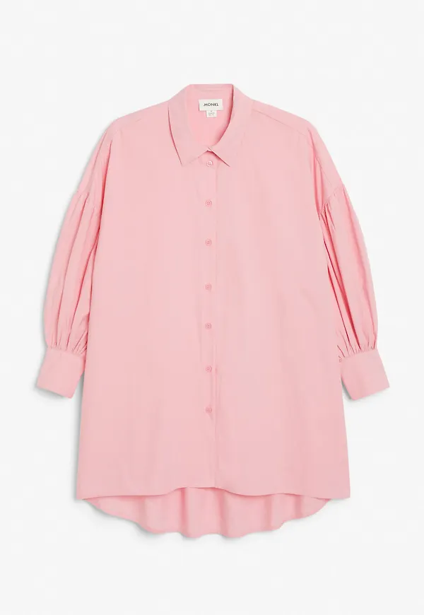 Cotton shirt with balloon sleeves - Pink