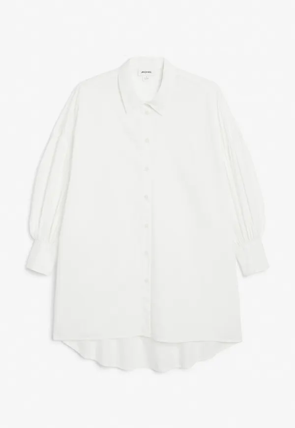 Cotton shirt with balloon sleeves - White