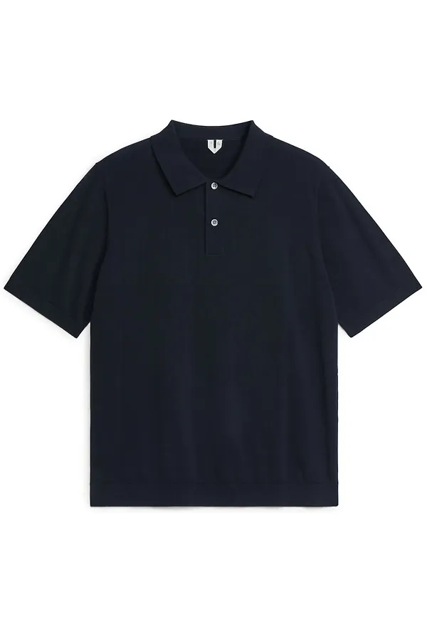 Cotton Silk Polo Shirt - Blue
