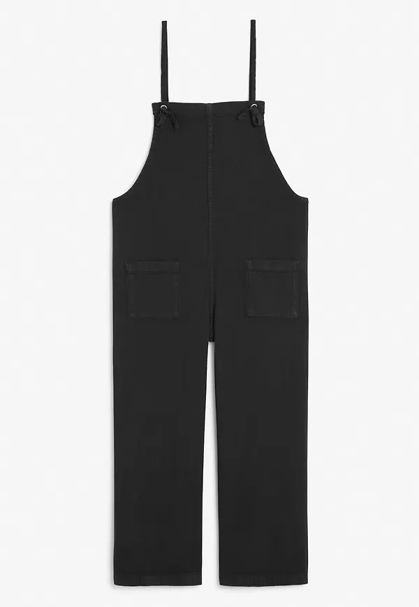 Cotton smock dungarees - Black