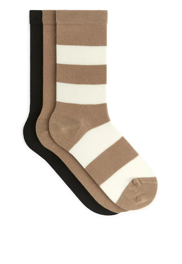 Cotton Socks Set of 3 - Beige