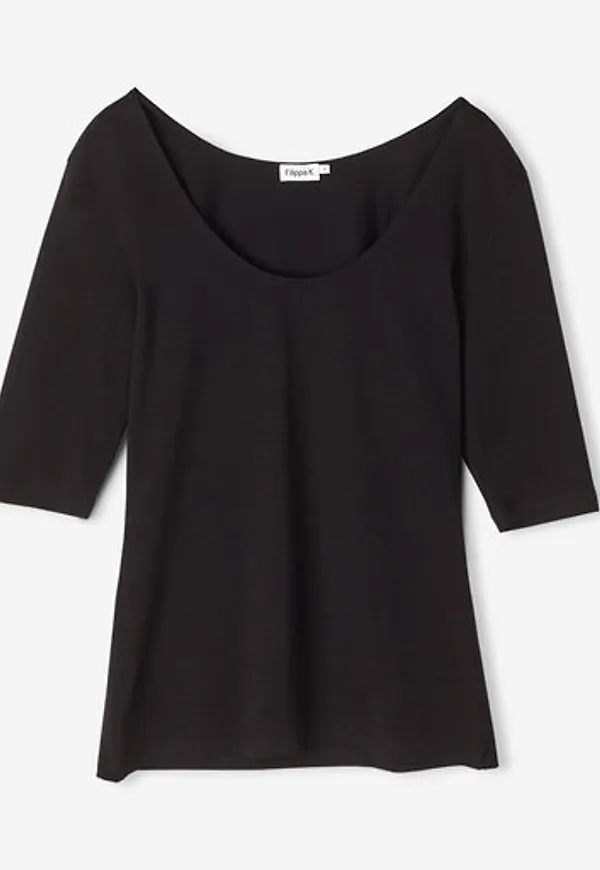 Cotton Stretch Scoop Neck Top