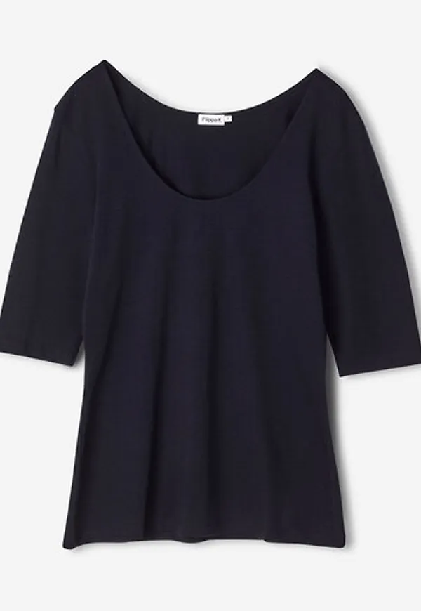 Cotton Stretch Scoop Neck Top