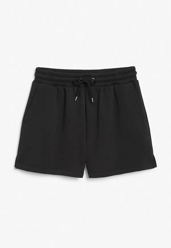 Cotton sweat shorts - Black
