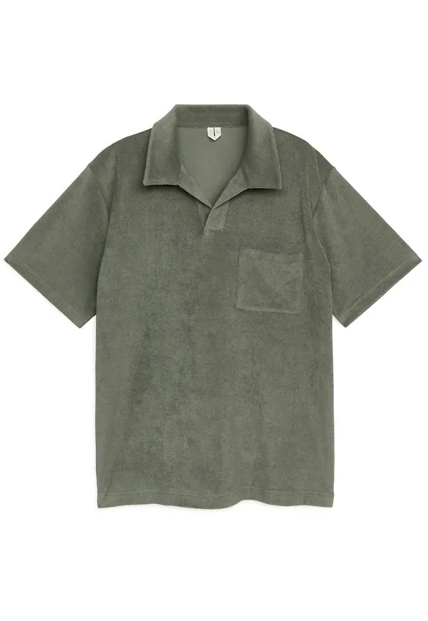 Cotton Towelling Polo Shirt - Green