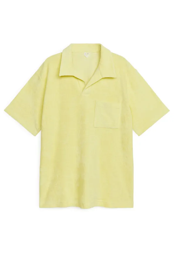 Cotton Towelling Polo Shirt - Yellow
