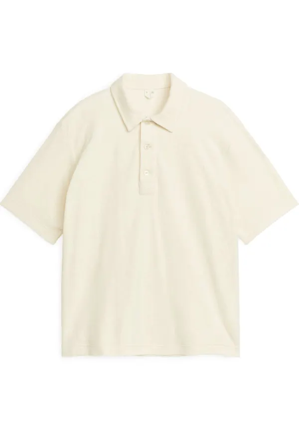 Cotton Towelling Polo Shirt - White