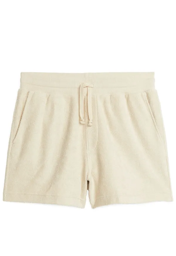 Cotton Towelling Shorts - Beige