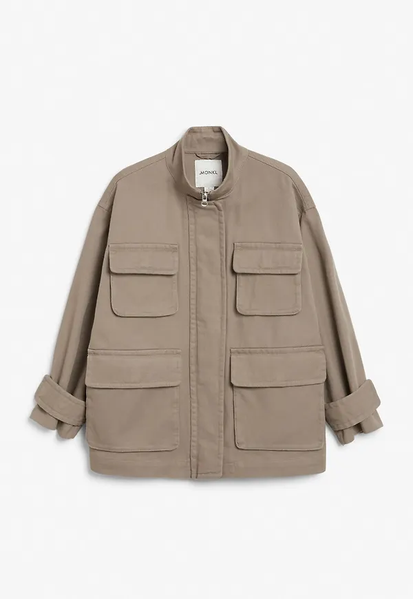 Cotton twill utility jacket - Brown
