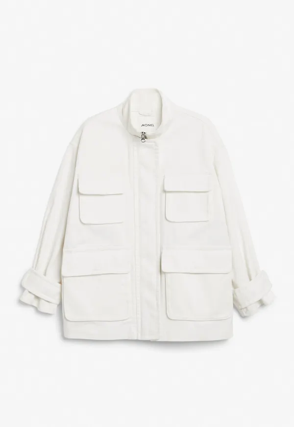 Cotton twill utility jacket - White