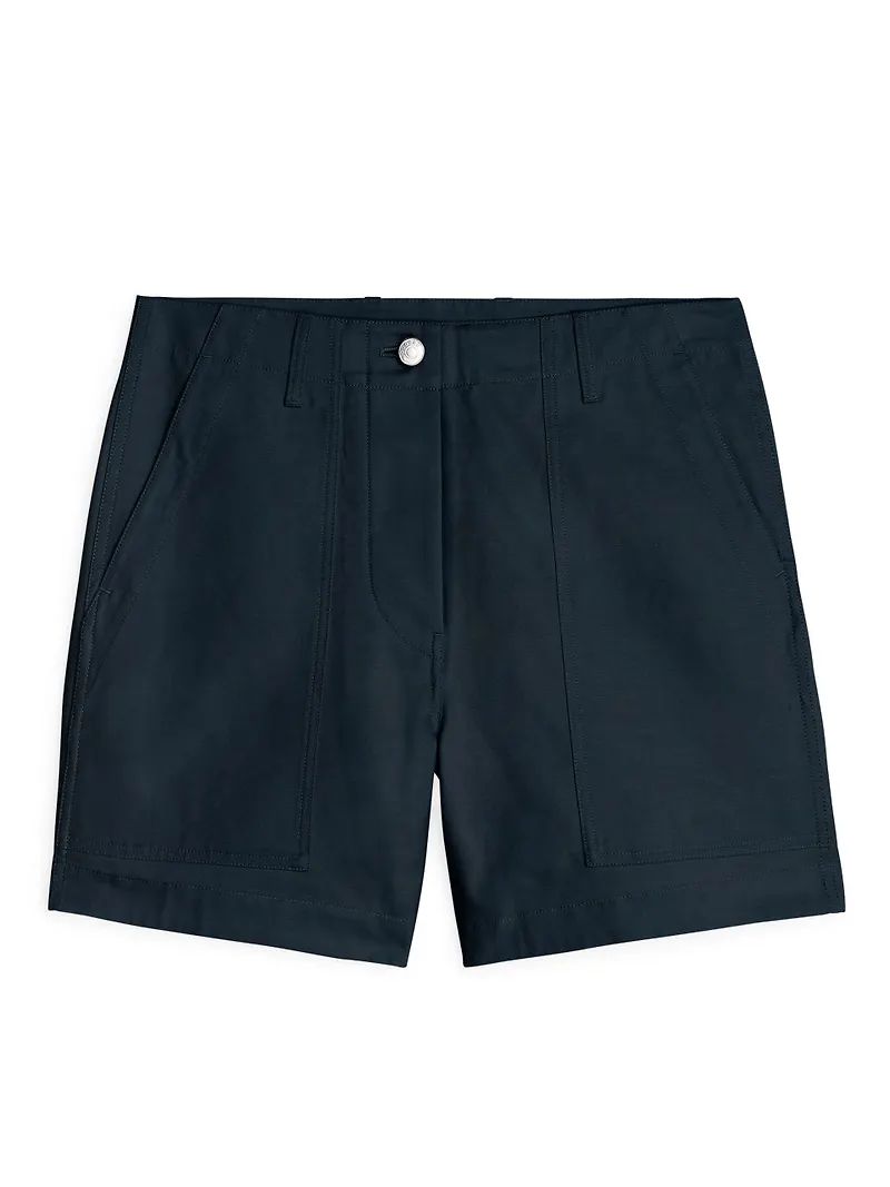 Cotton Twill Workwear Shorts - Blue