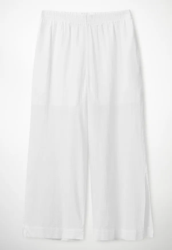 COTTON WIDE-LEG SHEER TROUSERS