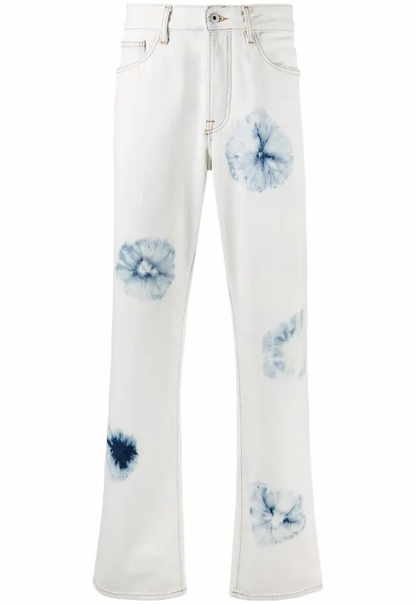 COUNTY OF MILAN batikmönstrade straight-jeans - Vit