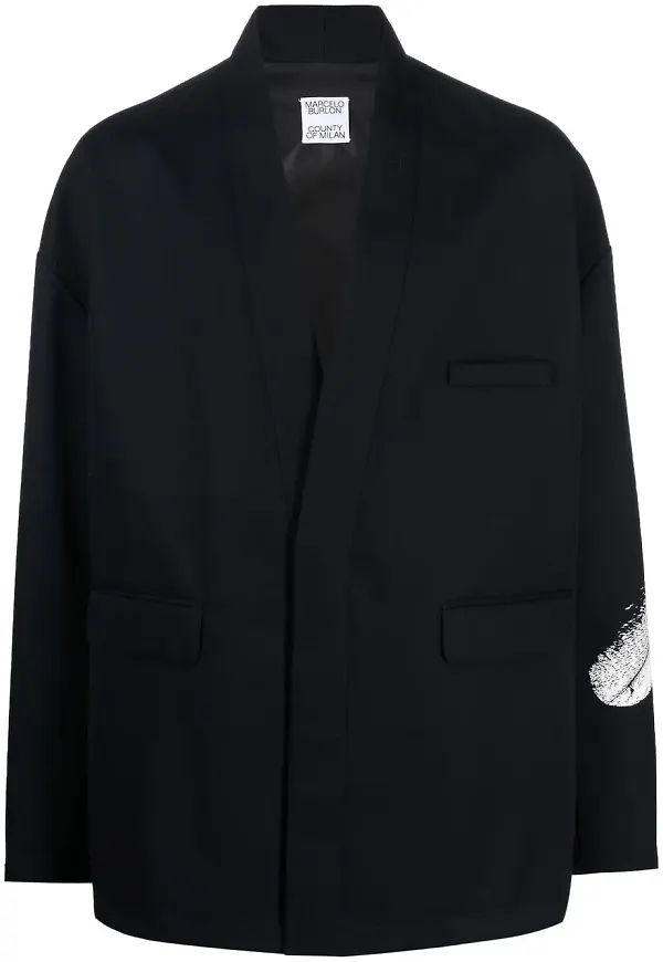 COUNTY OF MILAN blazer med fjädertryck - Blå
