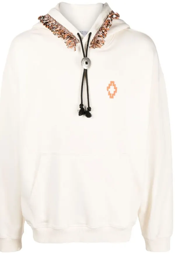 COUNTY OF MILAN Fringes Comfort hoodie med logotyp - Neutral