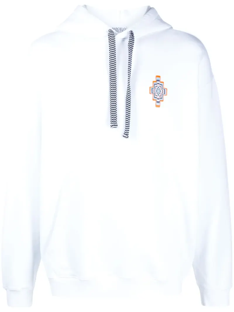 COUNTY OF MILAN hoodie med brodyr - Vit