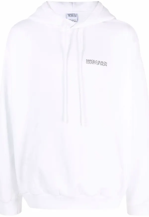 COUNTY OF MILAN hoodie med tryck - Vit