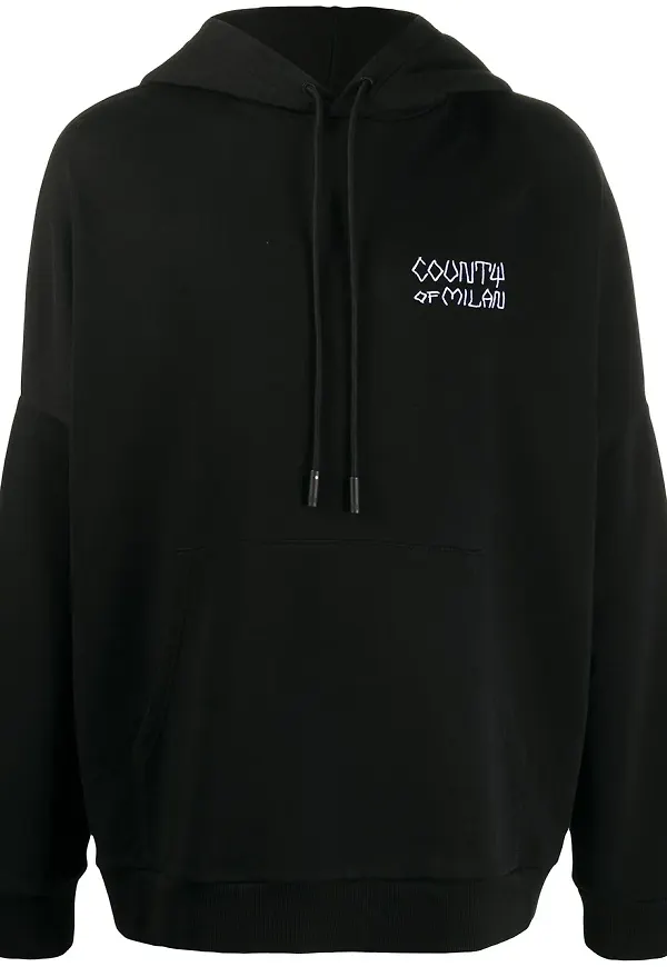 COUNTY OF MILAN Tribe huvtröja i oversize-modell - 1001 BLACK WHITE