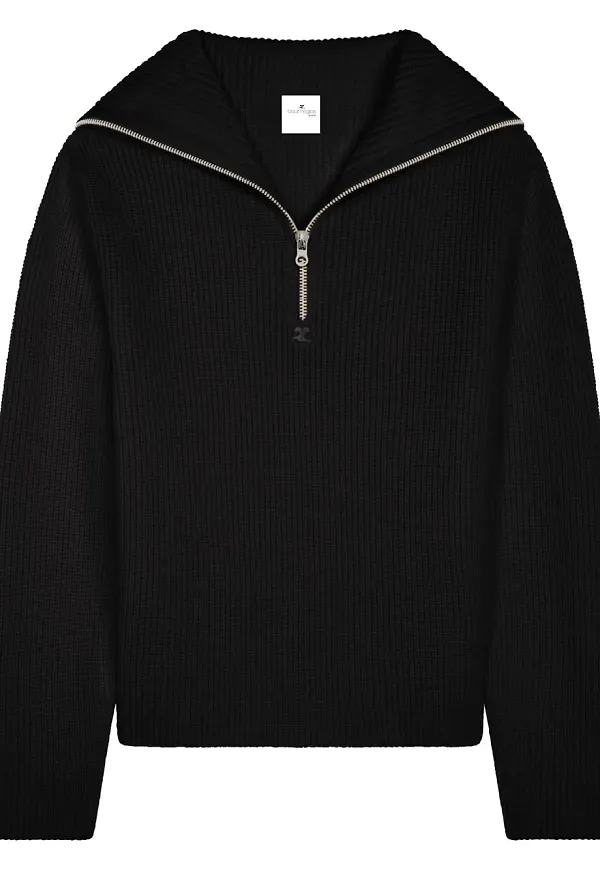 Courrèges ribbad hoodie - Svart
