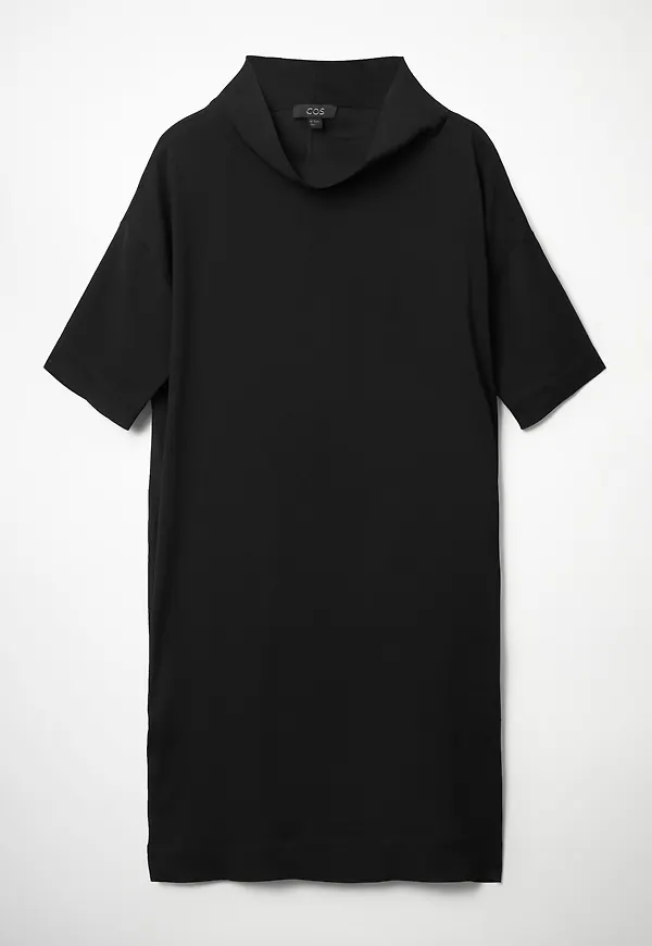 COWL NECK CREPE DRESS