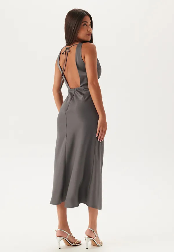 Cowl Neck Satin Midi Dress