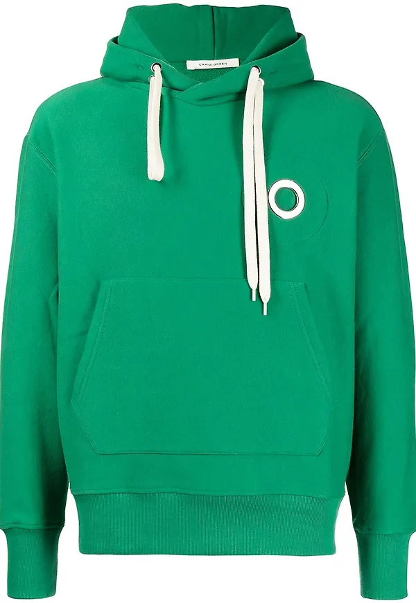 Craig Green öljettprydd hoodie - Grön