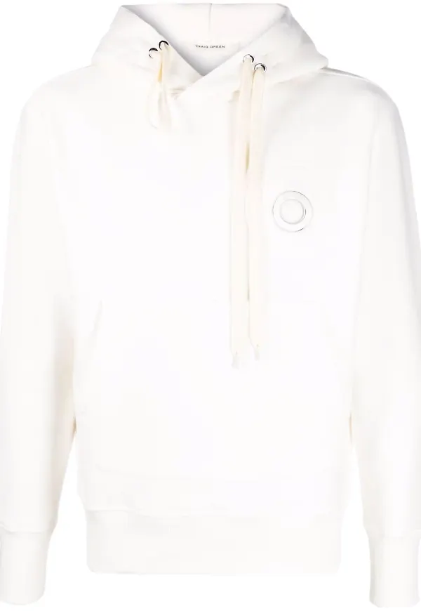 Craig Green öljettprydd hoodie - Vit