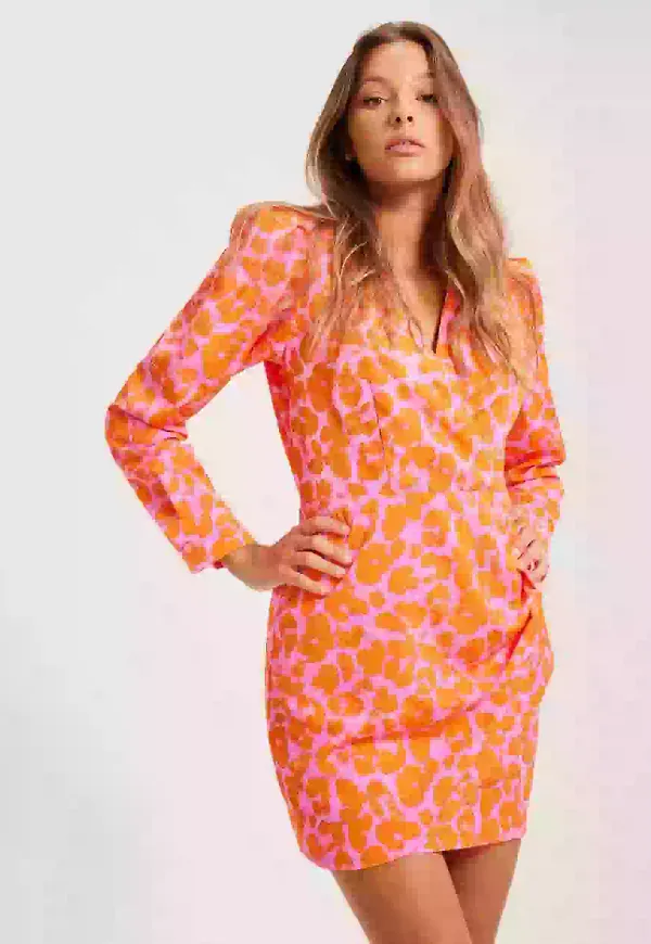Cras Yvonnecras Dress Långärmade klänningar Pink Leopard