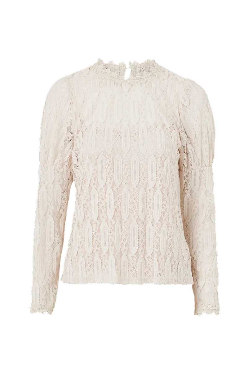 Cream - Blus ViviCR LS T-shirt - Vit - 36