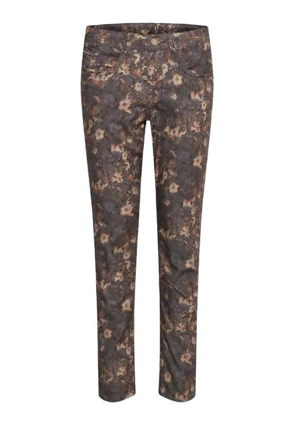 Cream - Byxor crKarin Printed Twill Pant - Coco Fit - Brun