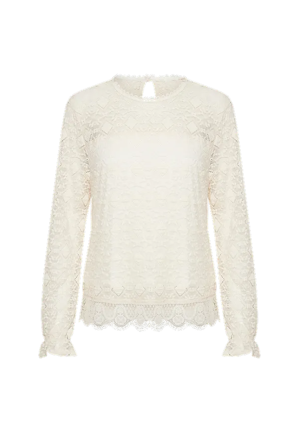 Cream - Spetstopp crLea Blouse - Vit