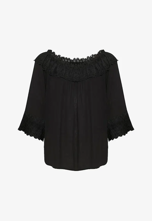 Cream - Blus crBea Lace Blouse - Svart