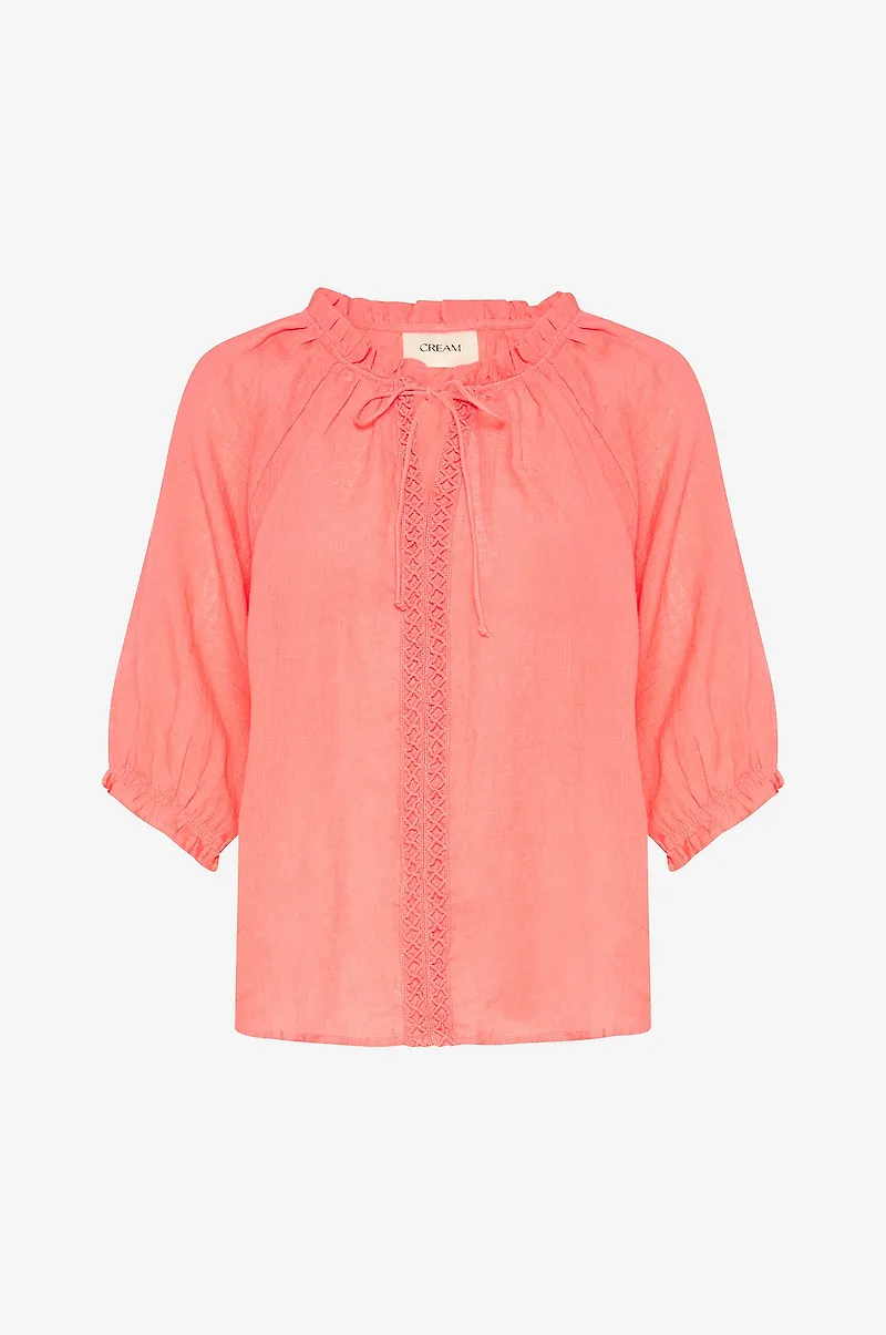 Cream - Linneblus crBellis Lace Blouse - Rosa
