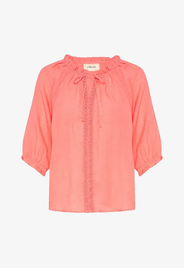 Cream - Linneblus crBellis Lace Blouse - Rosa