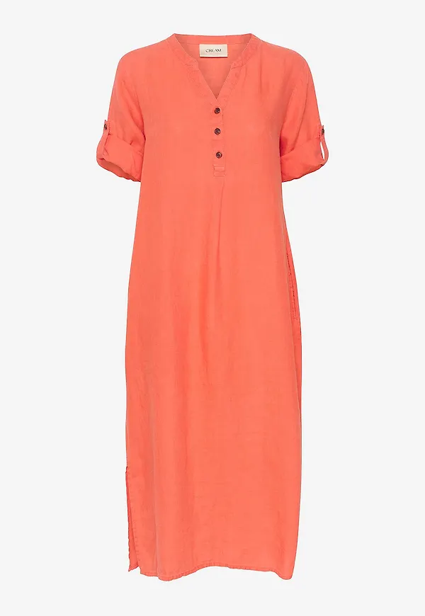 Cream - Linneklänning crBellis Caftan Dress - Orange