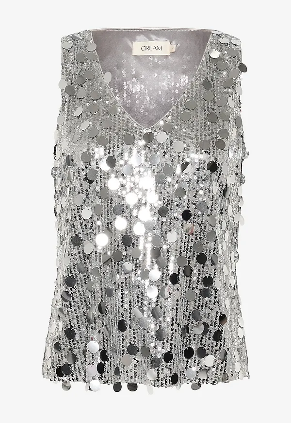 Cream - Paljettopp crSparkle Top - Silver