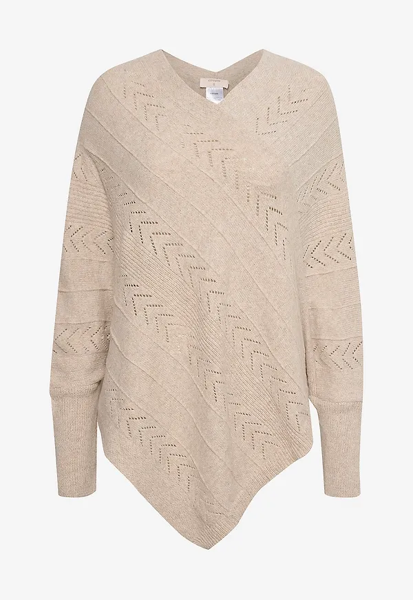 Cream - Poncho crHoliday Knit - Beige