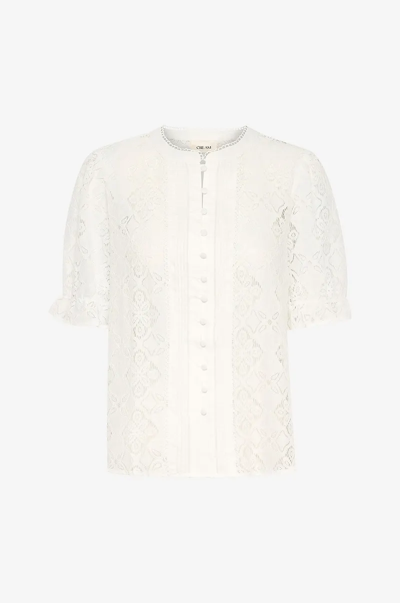 Cream - Blus crNatalie Lace Shirt - Vit