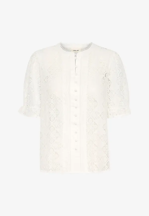 Cream - Blus crNatalie Lace Shirt - Vit